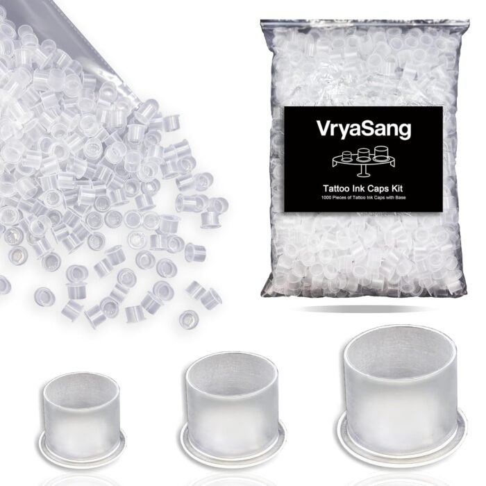 1000Pcs Medium Tattoo Ink Cap Disposable Tattoo Ink Cups with Base | #14mm Plastic Tattoo Caps Pigment Container & Ink Caps Self Standing Ink Cups for Tattoo Ink Tattoo Supplies