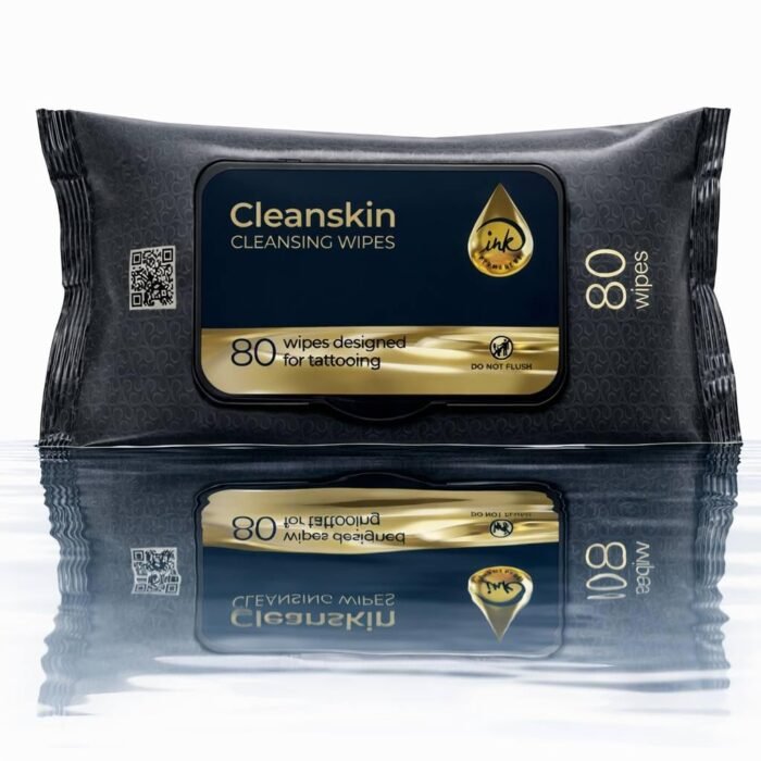 CleanSkin Cleansing Green Soap Tattoo Wipes All in One Solution Tattoo Wipes for during Tattooing | Tattoo Aftercare | Green Soap for Tattooing | Ready-to-use all in one green soap tattoo wipes help clean skin and excess ink during tattooing, PMU, piercing and aftercare.