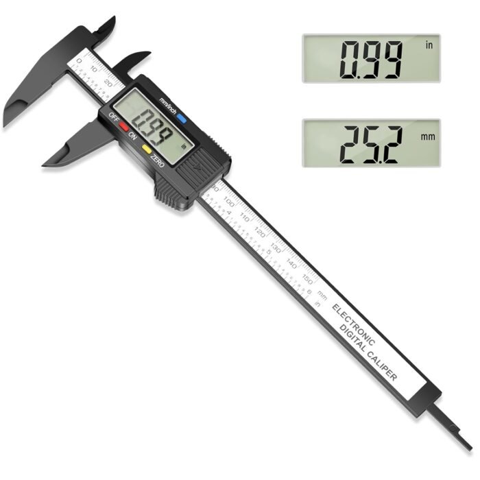 Digital Caliper Calipers Measuring Tool, 0-6inches Electronic Caliper with Premium Large LCD Screen, Inch and Millimeter Convert, Auto-Off Feature, High Precision and Clear Display, HnoaTovy