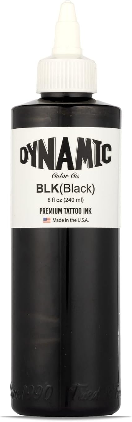 Dynamic Color Black Tattoo Ink, Made in USA Since 1990, 8 oz
