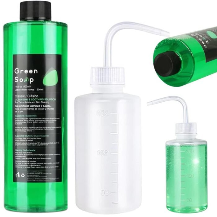 Green Soap Tattoo Kit, Urknall 16.9oz Tattoo Soap & 8oz Squeeze Bottle