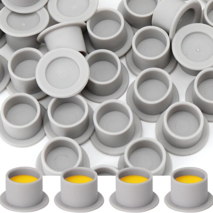 KVM 200pcsTattoo Ink Cup Disposable Silicone Tattoo Pigment Cup (Gray)