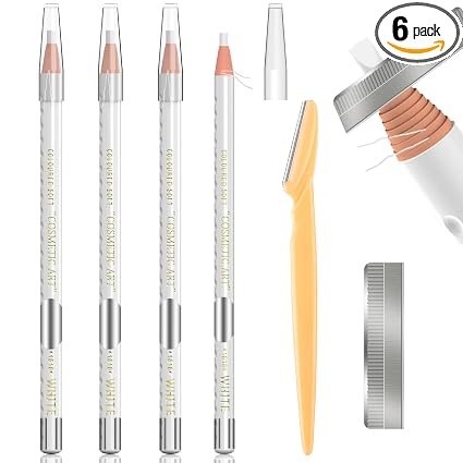 Tattoo Makeup And Microblading Supplies Kit-Permanent Eye Brow Liners For Marking In 5 Colors Waterproof Eyebrow Pencils Peel (white)